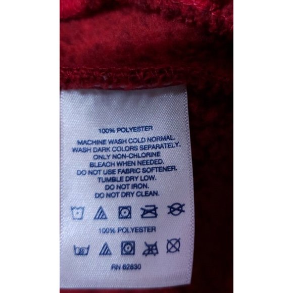 LANDS END Womens M 10-12 Red Full Zip Up Hooded Fleece Mid Length Jacket - Picture 11 of 11
